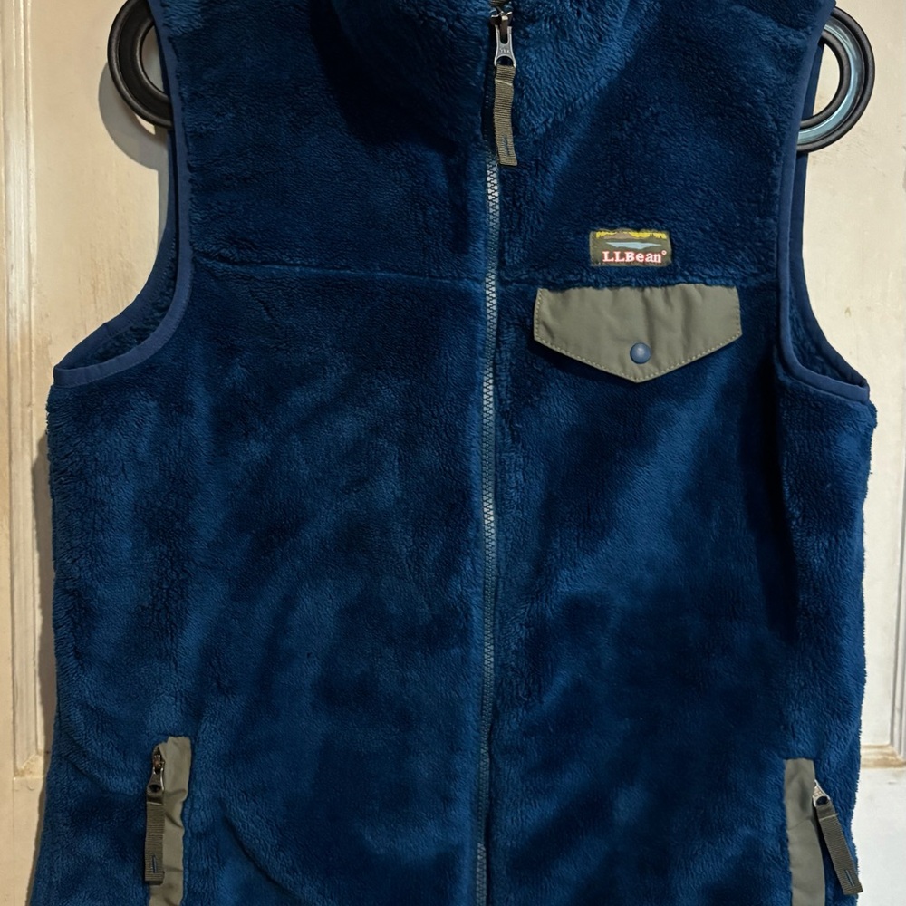 L.L. Bean Navy Fleece Vest with Gray Accents